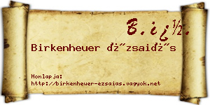 Birkenheuer Ézsaiás névjegykártya